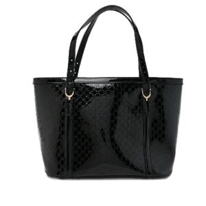 Gucci Black Textured Tote Bag with Silver Hardware